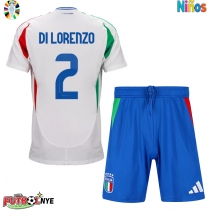Camiseta Italia Giovanni Di Lorenzo #2 Visitante Equipación para niños Eurocopa 2024 manga corta (+ pantalones cortos)